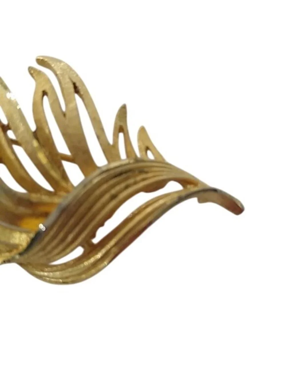 Vintage BSK Goldtone Metal Leaf Brooch